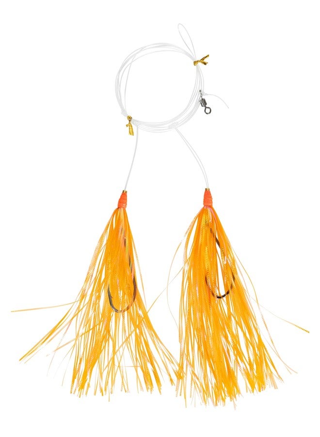 BLUEWING Mylar HI-LO Rigs Bucktail Mylar Flash Teaser Snapper Bait with Stainless Steel Hook Orange - Image 1